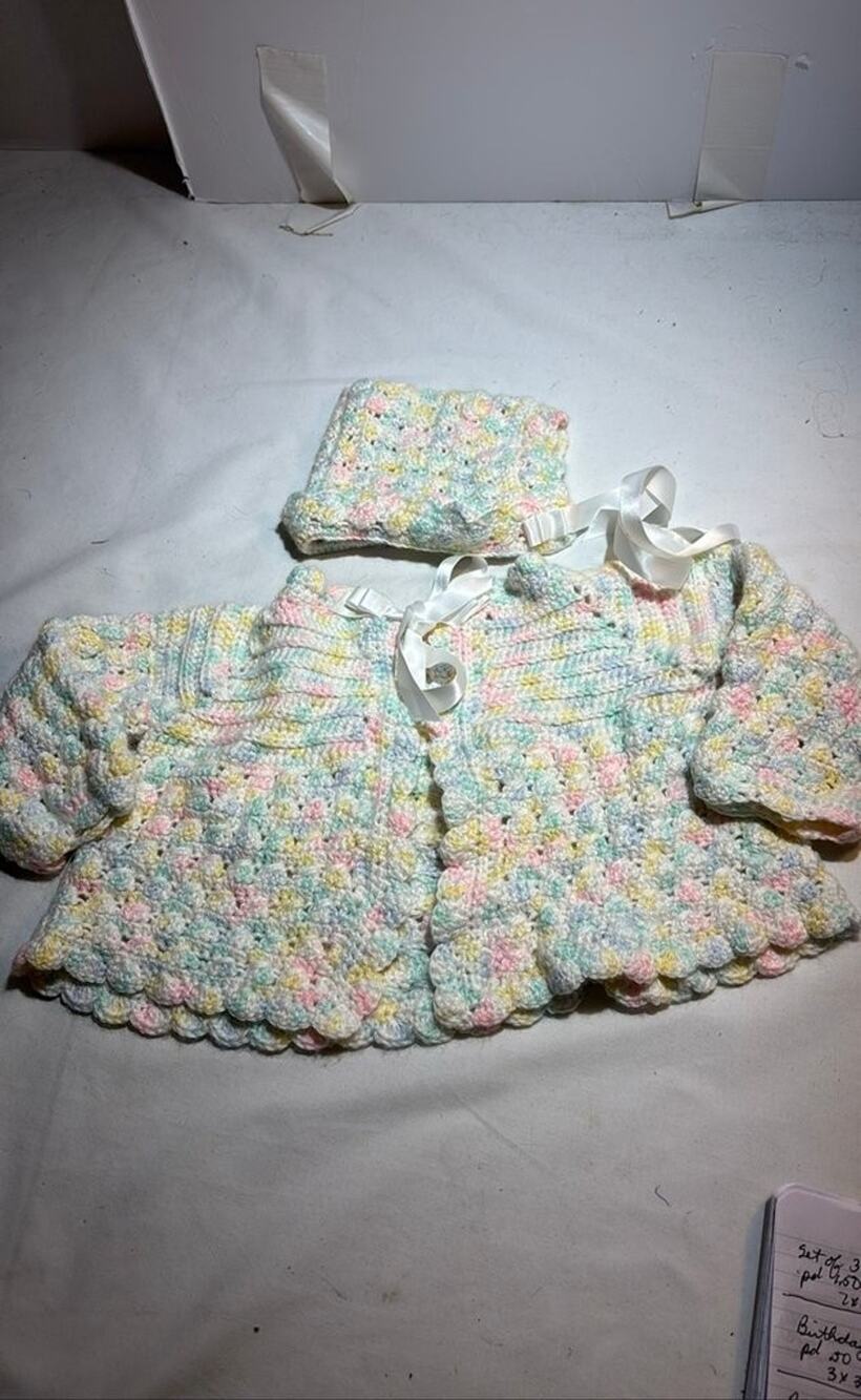 Handmade Crochet Baby Cardigan and Hat Set
